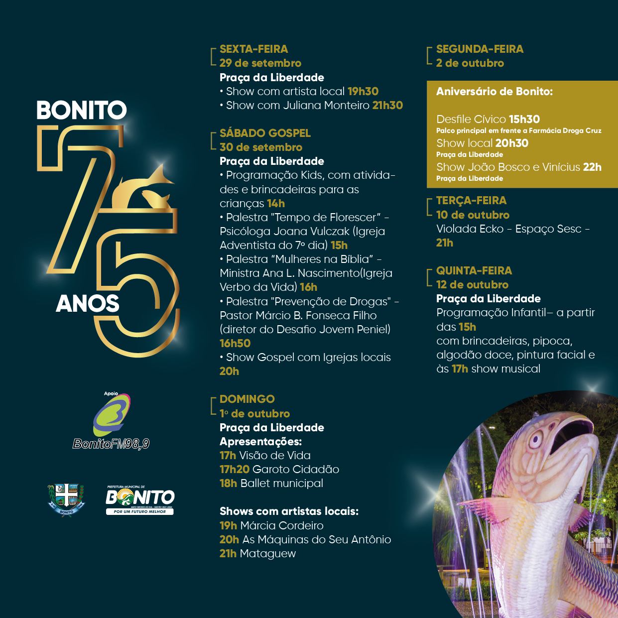 Programação do Aniversário de Bonito - B1 Notícia